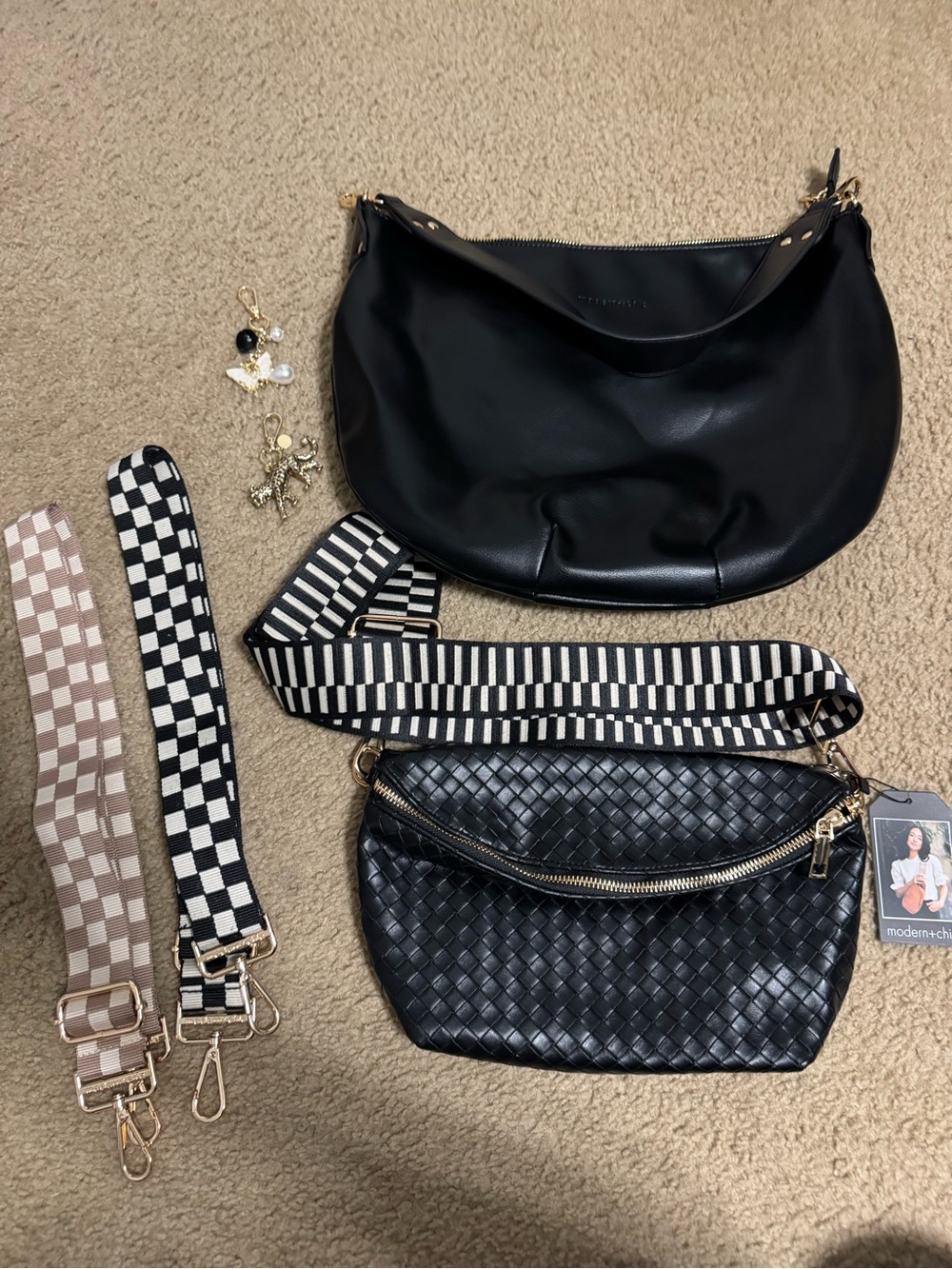 Modern+chic bags black with straps and charms